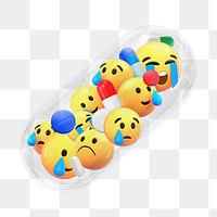 PNG 3D emoticons in capsule, health sticker, transparent background