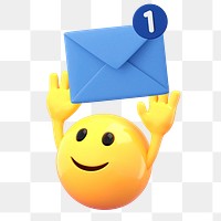 Email marketing png emoji sticker, 3D illustration transparent background