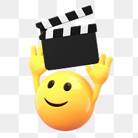 Movie review png emoji sticker, 3D illustration transparent background