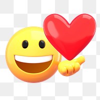 Love emoji png sticker, 3D illustration transparent background