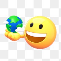 Save planet png emoji sticker, 3D illustration transparent background