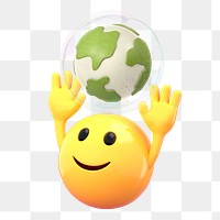 Earth protection png emoji sticker, 3D illustration transparent background