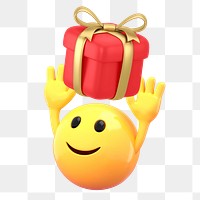 Present box emoji png sticker, 3D illustration transparent background