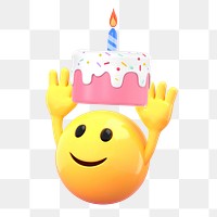 Birthday emoji png sticker, 3D illustration transparent background