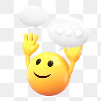 Chatting emoji png sticker, 3D illustration transparent background