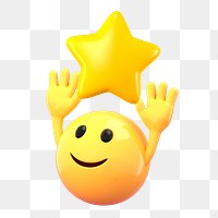 Star emoji png emoji sticker, 3D illustration transparent background