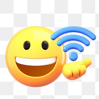 Wifi emoji png emoji sticker, 3D illustration transparent background