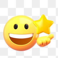 Star ratings png emoji sticker, 3D illustration transparent background