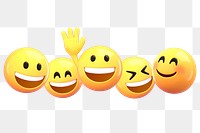 Happy emoji png sticker, 3D illustration transparent background