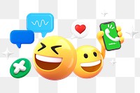 Social media savvy png emoji sticker, 3D illustration transparent background