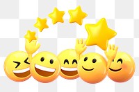 Star ratings png emoji sticker, 3D illustration transparent background