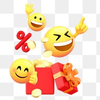 Sale emoji png  sticker, 3D illustration transparent background