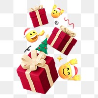  Christmas presents emoji png sticker, 3D illustration transparent background