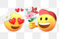 Giving flower emoji png sticker, 3D illustration transparent background