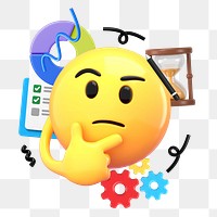 Business planing png emoji sticker, 3D illustration transparent background