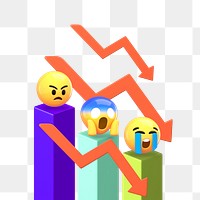 Economic crisis png emoji sticker, 3D illustration transparent background