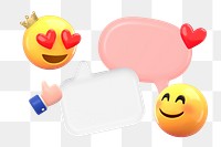 Love chat 3D png emoticon sticker, transparent background