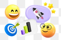 Successful startup business png sticker, 3D emoticons remix, transparent background