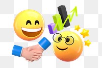 Business partnership handshake png sticker, 3D emoticons remix, transparent background