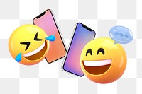 Happy emoticons png talking on the phone, transparent background