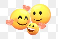 Family love 3D png emoticon sticker, transparent background