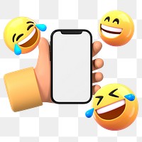 Happy emoticons png sticker, blank phone screen, transparent background