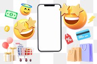 Online shopping 3D png emoticon sticker, transparent background