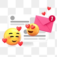 Love message 3D png emoticon sticker, transparent background