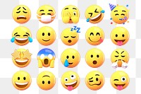 3D emoticons png sticker, expression graphic set transparent background