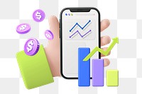 Personal finance tracker png sticker, 3D graphic, transparent background