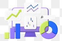 Website analytics png sticker, 3D graphic, transparent background