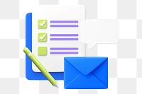 Newsletter marketing png sticker, 3D graphic, transparent background