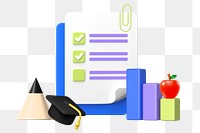 Academic checklist png sticker, 3D graphic, transparent background