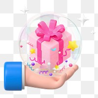 Hand offering gift png sticker, 3D birthday present, transparent background