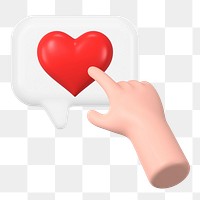 Finger tapping png heart, 3D love graphic, transparent background