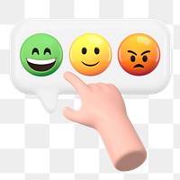 Mood tracker emoticons png sticker, 3D hand illustration, transparent background