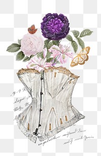 Floral corset png sticker, transparent background