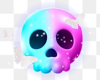 Colorful skull png sticker, transparent background