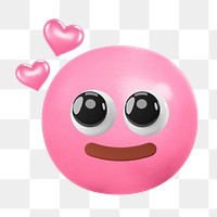 Pink 3D emoticon png sticker, love, transparent background