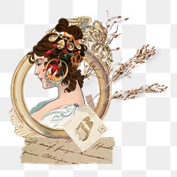 Aesthetic vintage lady png sticker, transparent background