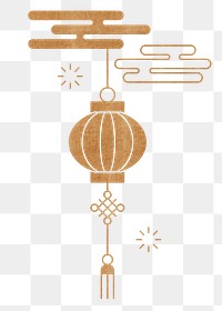 Gold Chinese lantern png sticker, transparent background