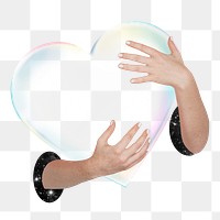 Hands hugging heart png sticker, transparent background