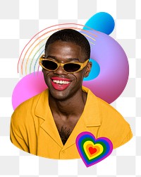 Pride month png sticker, African American man, transparent background