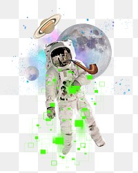 Aesthetic colorful astronaut png sticker, transparent background