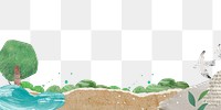 Landscape collage png border, transparent background