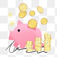 Piggy bank savings png sticker, transparent background