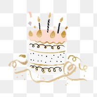 Birthday cake png sticker, aesthetic celebration collage, transparent background