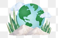 Green planet png sticker, environment on transparent background