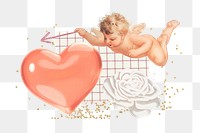Cute Valentine's cupid png sticker, aesthetic collage, transparent background