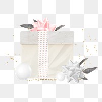 Birthday gift box png sticker, aesthetic celebration collage, transparent background